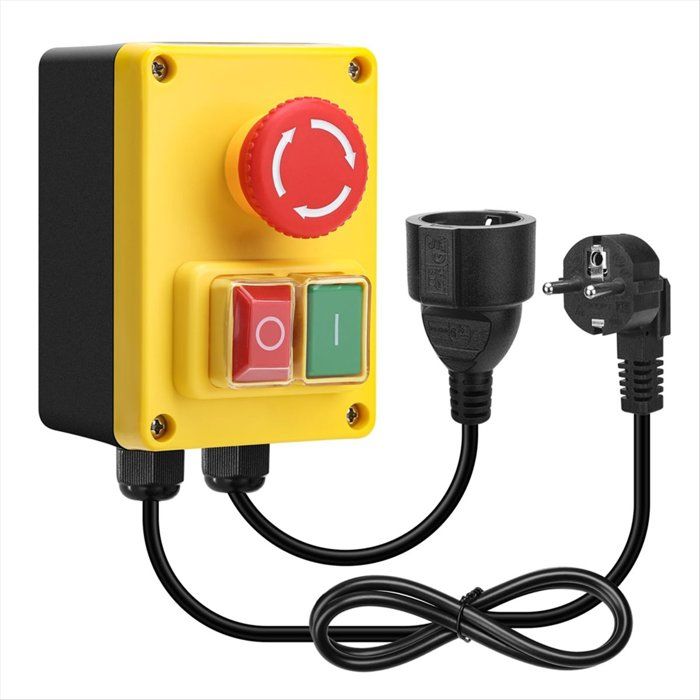 Interrupteur de Sécurité Monophasé 220 V avec Arrêt DUrgence Idéal pour les Tables de Fraisage et les Appareils Électriques.