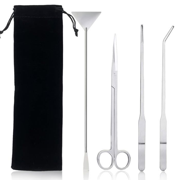 Comparer les prix de Kit aquascaping aquarium - 1 ensemble (ciseaux +pinces +spatule) inoxydable +sac - Convient pour entretien aquarium Étiquette