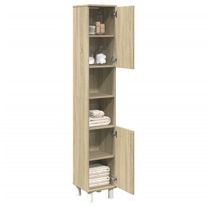 Armoire de salle de bain - armoire de sol - Meuble de rangement et détagère chêne sonoma 30 5x30x179 cm - 30 5x30x179 cm