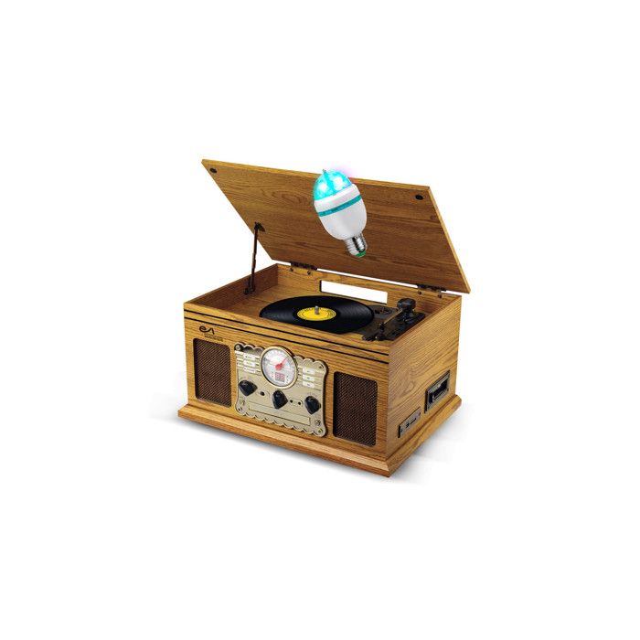 EVIDENCE ACOUSTICS Cha&icirc;ne Platine Vinyle Hifi Tourne-Disque Evidence WOOD 33/45/78, 60W, FM, CD, Cassette, BT USB REC, r&eacute;tro Vintage LED