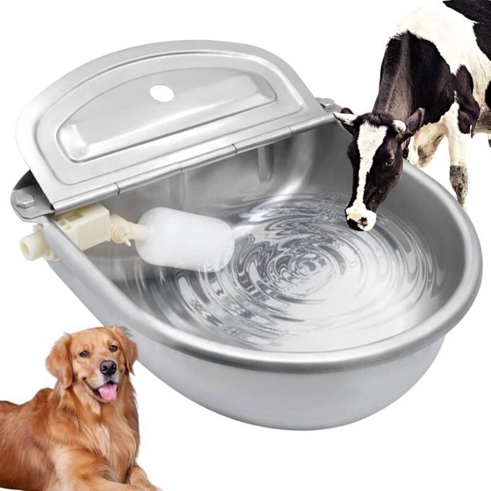 4L Abreuvoir À Bovins Abreuvoir en Acier Inoxydable Bol Automatique avec Valve À Flotteur pour Chien Cheval Bétail Chèvre Label