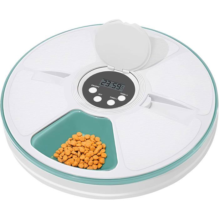 Meilleurs prix pour ®RisingFF Distributeur automatique de nourriture et de compléments alimentaires pour chats et petits chiens avec minuterie (vert).
