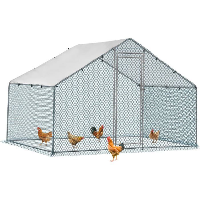Meilleurs prix pour Enclos Poulailler 4m² en Pente - 2x2x2m avec Toit Imperméable Parc Grillagé Extérieur pour Poules Lapins