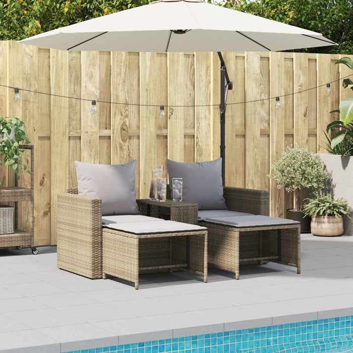 Beige Siège de jardin - Salon de jardin - (5 pcs) - avec coussins empilable beige polyrotin C2213
