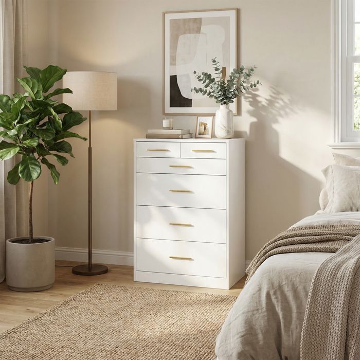 Commode de chambre à Tiroirs pour Chambre ou Salon 6 Tiroirs 40 x 601 x 884 cm Blanc