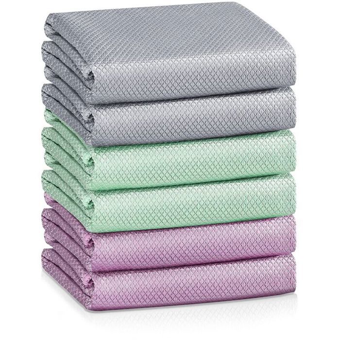 Chiffon de nettoyage en microfibre à rayures écailles de poisson pour rétroviseurs de voiture sans verre magique lot de 6 assort