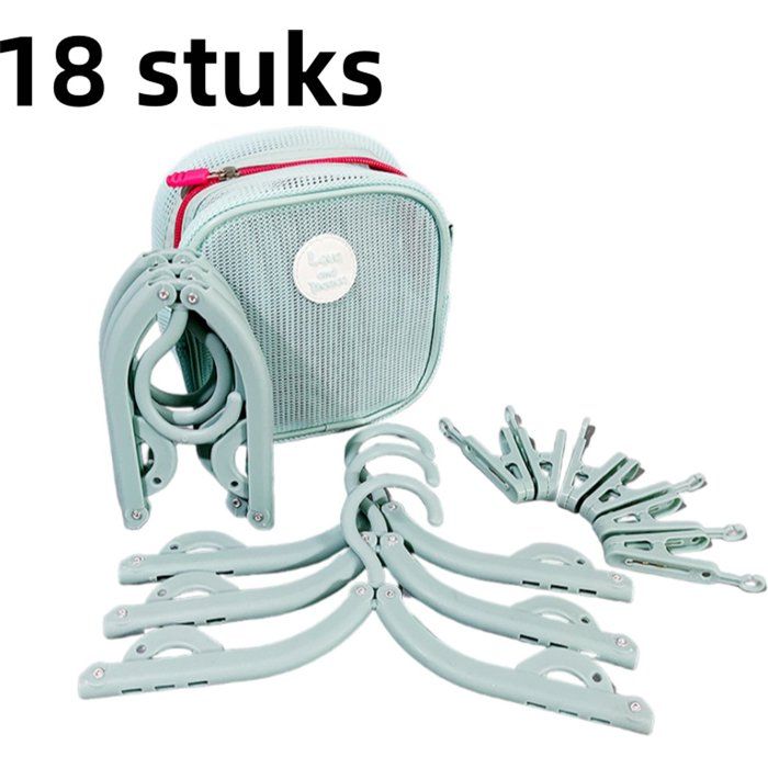 Porte-vêtements pliable portable 6 cintres + 12 pinces avec sac de rangement bleu pour voyage étudiant usage domestique