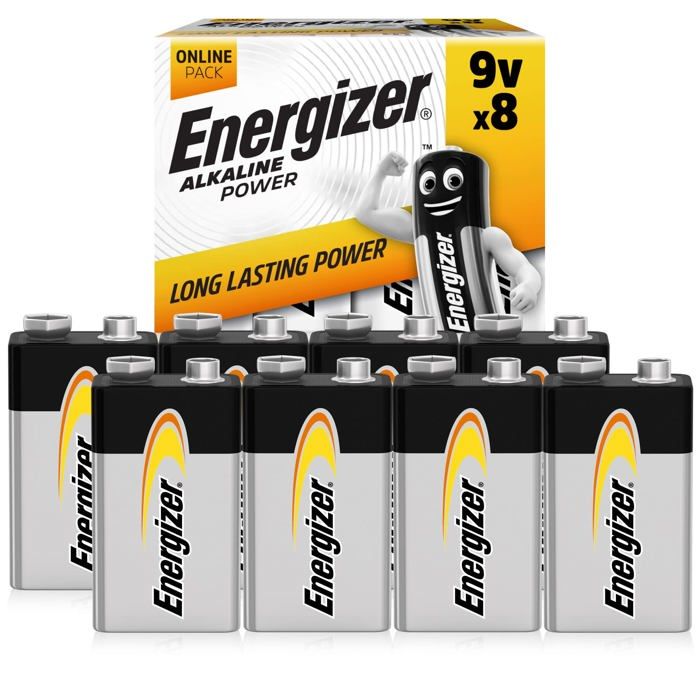 Piles Energizer - E303270900 - Pile 9V Alkaline Power Lot de 8