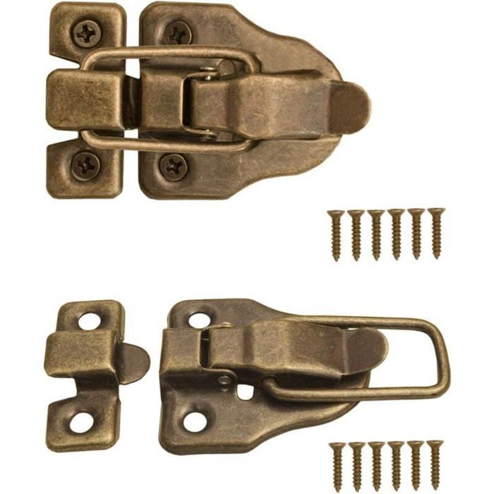 Fermetures vintage en laiton Lot de 2 - 59x40 mm - Avec vis - Pour coffres et valises mununo