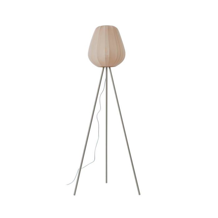 Lindby Lampadaire Tissu Helin (Scandinave) en Beige Textile e. a. pour Salon & Salle à manger (1 lampe à E27) Sur Pied Lampe a de