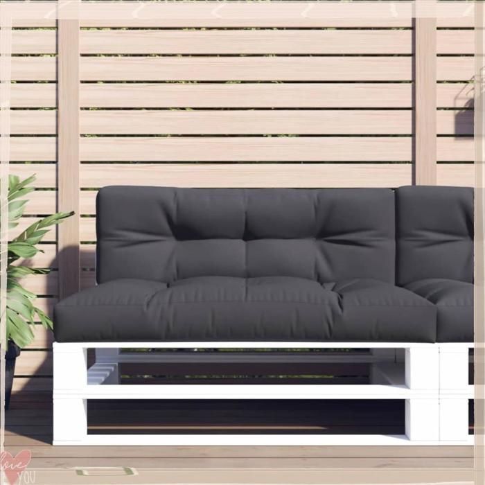Coussin de palette - VINGVO - 360623 - Anthracite 120x40x12 cm - Polyester résistant UV et eau - Garnissage fibres creuses