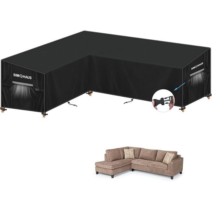 Housse Salon de Jardin Angle Housses de Canapé Extérieur Forme de L Bache de Protection pour Canapé 180x240x90x80/60cm