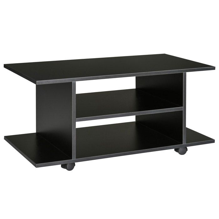 Meuble TV avec roulettes pivotantes banc TV en bois avec étagères support télé pour télévision jusquà 42 pouces style