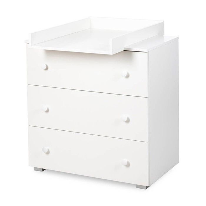 PAOLA Commode bébé 3 tiroirs Blanc avec plan à langer amovible PAOLA Commode bébé 3 tiroirs Blanc avec plan à langer amovible