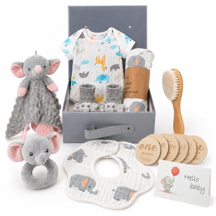 Coffret Cadeau Bébé 15 pièces - Couverture body hochet anneau de ...