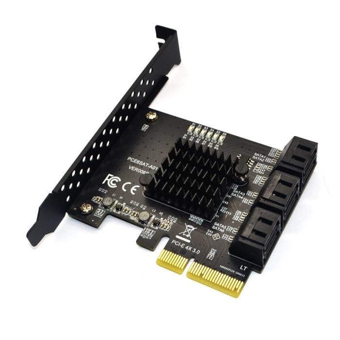 Le noir - Adaptateur 6 Ports SATA 3.0 vers PCI Express x4, carte