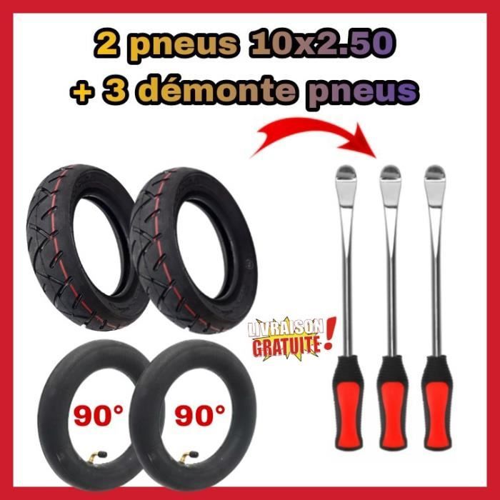 Chambre à Air Renforcée 10x2.50 Pour Trottinette électrique - Double épaisseur - Valve à 45°
