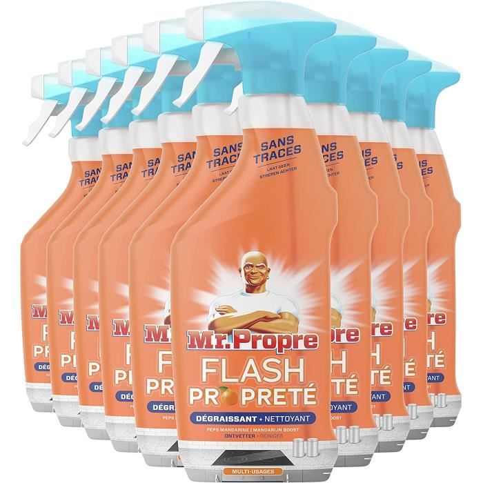 Flash Propreté Spray Nettoyant Multi-Usages, 10 Unités (10 x 500 ml),  Entretien Maison Désinfectant,Dégraissant, Peps Mandarin[~100] - Cdiscount  Au quotidien