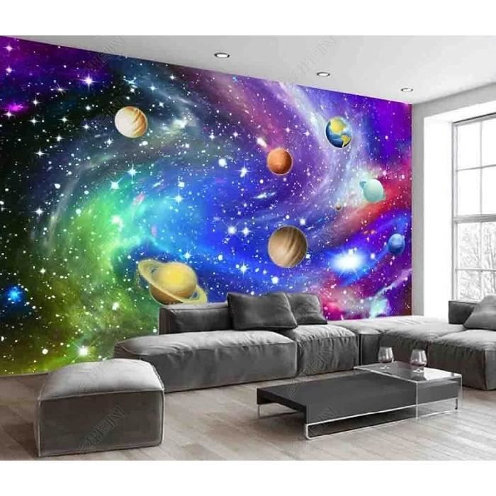 Papier Peint Panoramique Univers Ciel Étoilé Système Solaire Papier Peint 3D Personnalisés