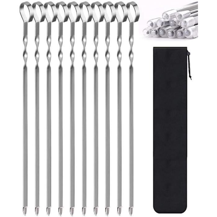 Ensemble de brochettes Mid-Century en acier inoxydable avec support en bois, Japon - France