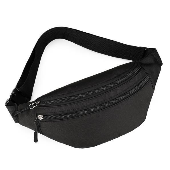 Sac Banane - Noir - Étanche - 3 Poches Zippées - Ceinture Réglable - Multifonctionnel