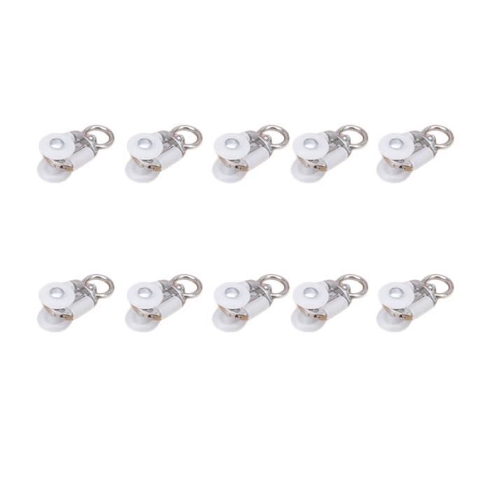 Lot De 50 Rouleaux Rail Rideau 11 Mm Blanc - Pour Rail Carré - Glissement Silencieux, Installation Facile
