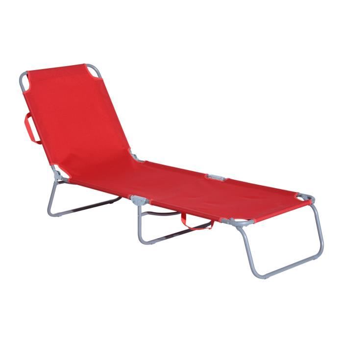 Chaise longue pliante Atlantar – Rouge  Cdiscount Jardin