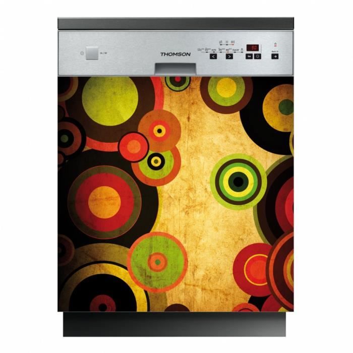 Sticker Lave vaisselle REPOSITIONNABLE déco Fleurs 60x60cm Réf 151 