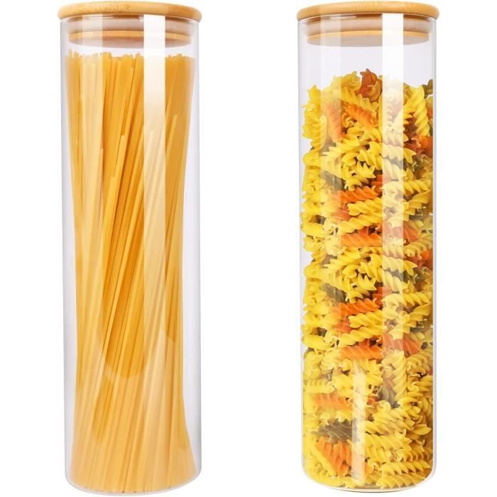 Lot De 5 Bocaux En Verre Avec Couvercles En Bambou - Conservation Alimentaire - 260ml à 2300ml