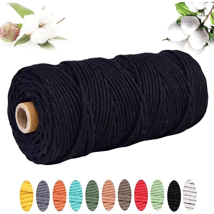 LEREATI Corde Macramé 2mm X 150m En Coton Naturel - Fil Tressé Doux Pour Crochet, Artisanat, Décoration Et Sacs (Bleu Denim)