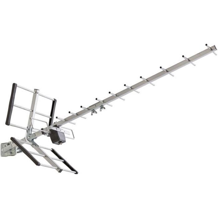 Antenne TV Extérieure/intérieure 360° - Amplificateur Signal, Câble 13m, 4K 1080p, Résistante Aux Intempéries