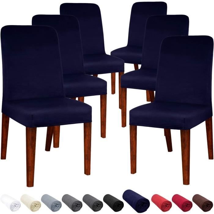 Protection Chaise Accoudoir Housses Chaises Highdi 6 Pièces - Flanelle Jacquard, Extensible, Avec Accoudoirs, Bleu Marine Housse Accoudoirs Protection Chaise Accoudoir Housses Chaises Highdi 6 Pièces - Flanelle Jacquard, Extensible, Avec Accoudoirs, Bleu Marine Housse Accoudoirs