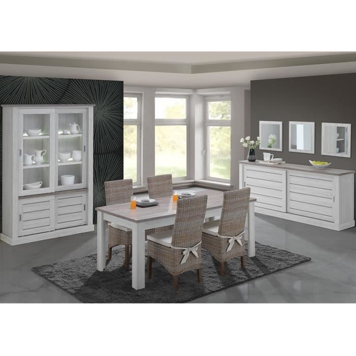 salle a manger complete avec chaises couleur chene clair et marron evina l 170 x p 90 x h 76 cm beige cdiscount maison