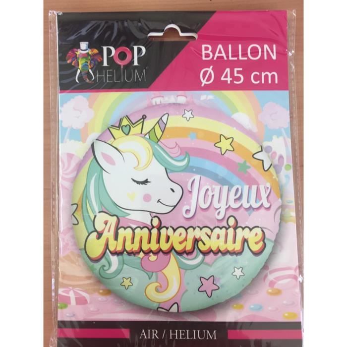 Ballon Alu Rond Joyeux Anniversaire Licorne 45 Cm Achat Vente Ballon Decoratif Cdiscount