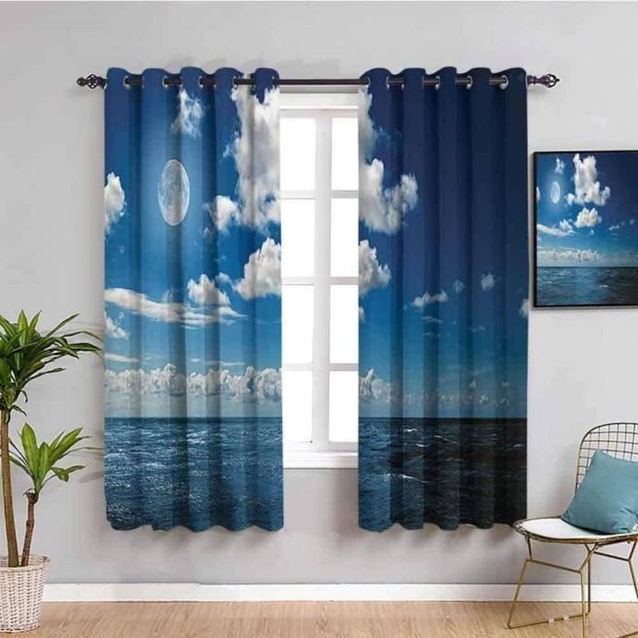 100% Occultant Rideaux Thermiques Bleu Opaque Rideau