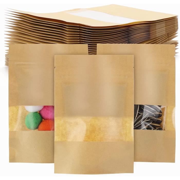 60pcs Sachet Kraft Alimentaire, Sacs alimentaires en papier kraft avec