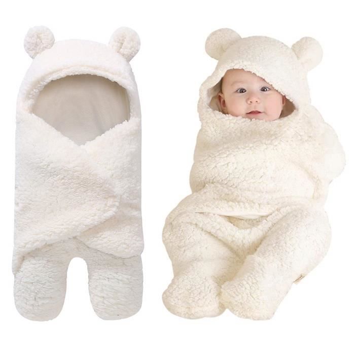 Yinuoday Couverture à capuche pour nouveau-né en peluche en coton pour bébé  garçon et fille