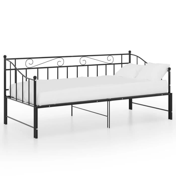 Canapé-lit extensible JILL - Noir Métal 90x200 cm - Avec petit lit FR7503