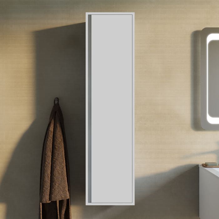 COLONNE DE SALLE DE BAINS MURALE RÉVERSIBLE À UNE PORTE 140 CM BLANC MAT MONACO COLONNE DE SALLE DE BAINS MURALE RÉVERSIBLE À UNE PORTE 140 CM BLANC MAT MONACO
