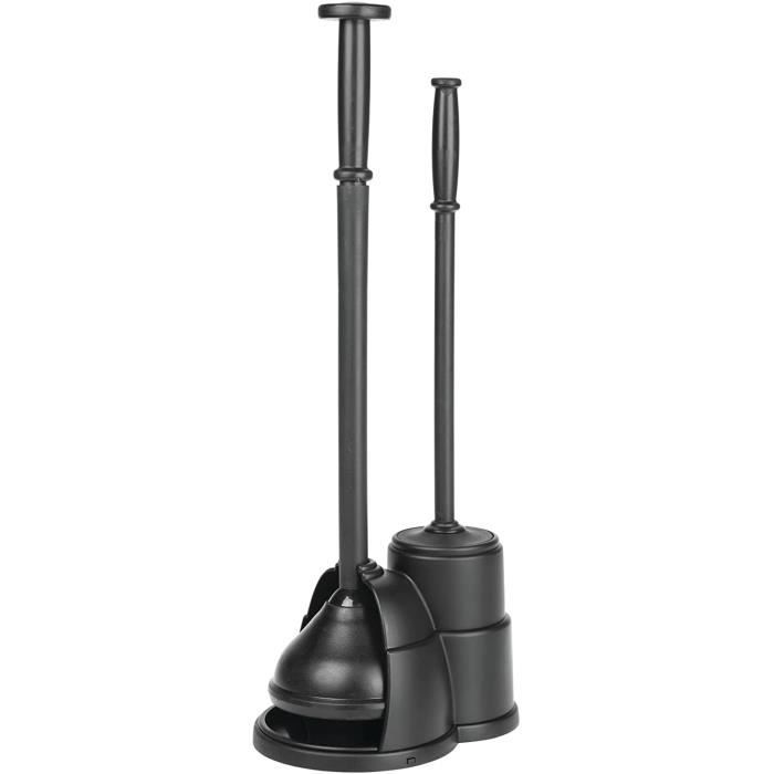 Brosse Wc Noir Avec Tête De Brosse Plate Et Base En Plastique, Balai Brosse Wc Noir Avec Tête De Brosse Plate Et Base En Plastique, Balai