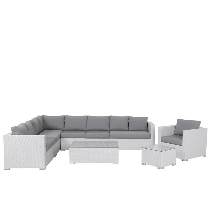 Salon De Jardin En Rotin Blanc Achat Vente Pas Cher