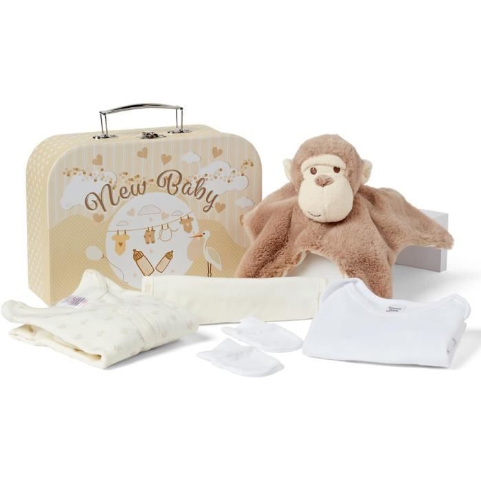 Coffret Naissance Bébé Personnalisable - Kit Cadeau Nouveau-né Avec Bavoir, Bonnet Et Brosse