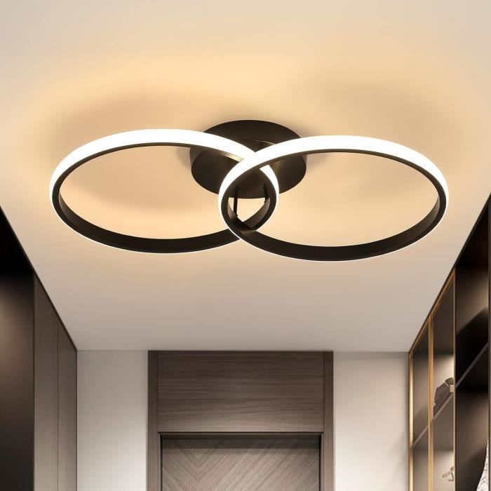 plafonnier led moderne, design - 2 anneaux(ø 31cm), luminaire pour chambre salon, 42w, 4200 lumen, 4000k lumière neutre, e, noir