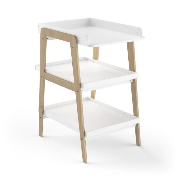 Table à langer TSUGA Bois massif et MDF .58 x P.71 1 x H.101 2 cm Pour matelas 50x70 cm