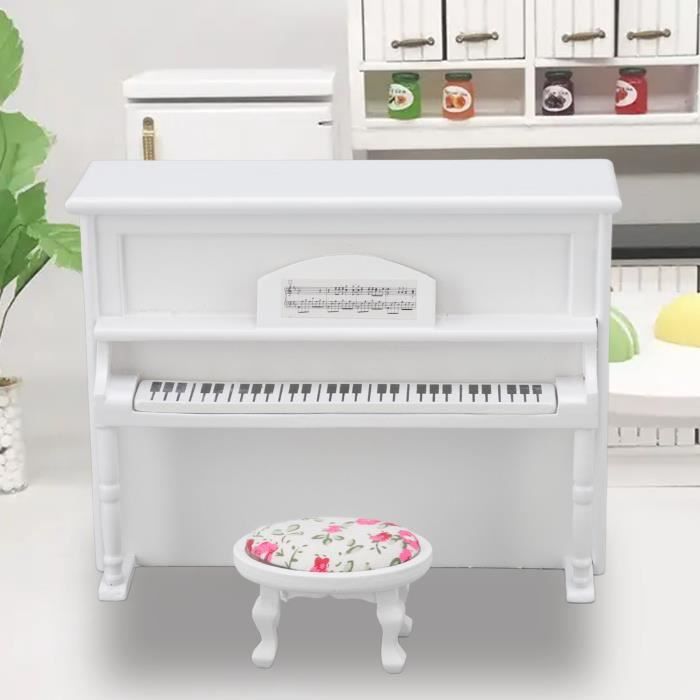 Drfeify Mini piano de maison de poupée (White) Miniature Piano Maison De Poupée Petite Maison De