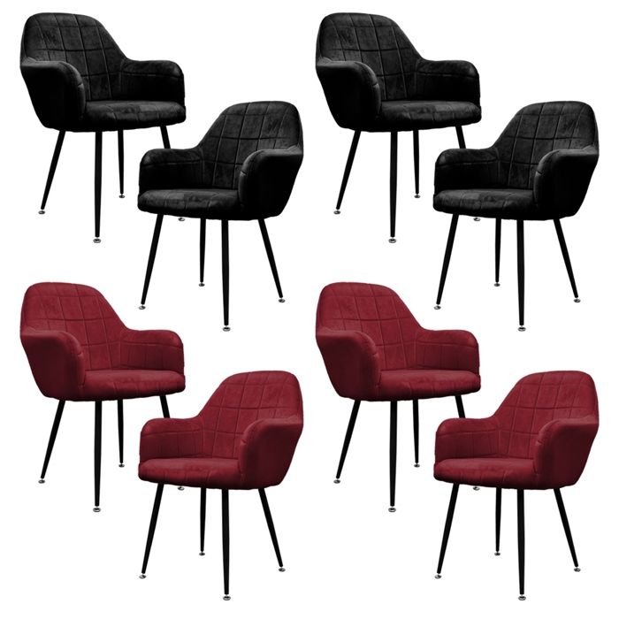ECD Germany Lot de 8 Chaises de Salle à Manger - Siège Rembourrée en Velours - Pieds en Métal - Fauteuil avec Dossier et Accoudoirs ECD Germany Lot de 8 Chaises de Salle à Manger - Siège Rembourrée en Velours - Pieds en Métal - Fauteuil avec Dossier et Accoudoirs