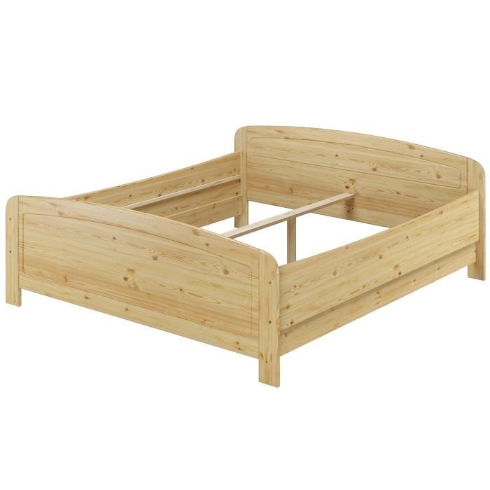 cadre de lit double extra haut en pin massif naturel - erst-holz - 180x200 cm - confortable et stable