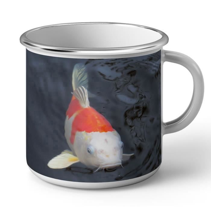 Mug En Metal Emaille Gros Plan Carpe Koi Blanche Et Rouge Cdiscount Puericulture Eveil Bebe