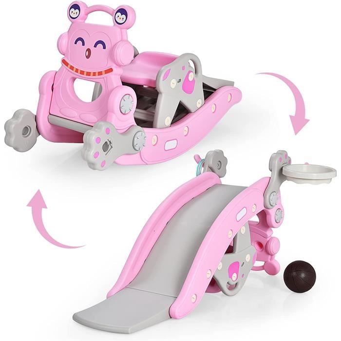 Bascule girafe rose store