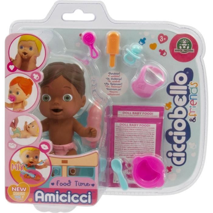 Cicciobello Amicicci, Bébé avec Set repas et accessoires, Modèle Fille Afro  Style, Jouet pour enfants dès 3 ans, CC0223